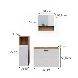 Badmöbel Set Irma 40544 Braun - Weiß - Holzwerkstoff - 80 x 58 x 41 cm