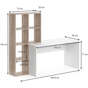 Schreibtisch Mara mit Regal Hellbraun - Weiß