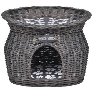 Katzenhaus 170222 Grau - Rattan - Holzart/Dekor - 33 x 34 x 44 cm