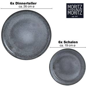 VIDA Keramik Dinner Geschirr-Set 12tlg Grau - Ton - Porzellan