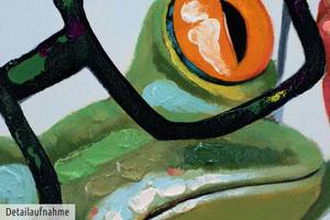 Acrylbild handgemalt Funky Frog Grün - Massivholz - Textil - 60 x 80 x 4 cm