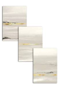 Beige Landschaft Gold Poster Set Papier - 70 x 50 x 70 cm