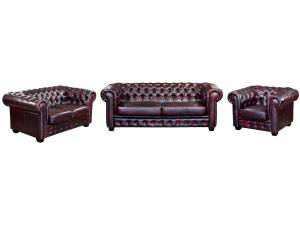 Couchgarnitur BRENTON 3er-Set Bordeaux