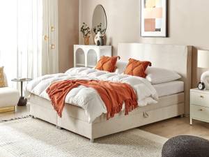 Boxspring Bett MINISTER Beige - Silber - Weiß - Textil - 168 x 115 x 209 cm