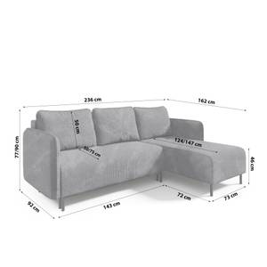 Ecksofa Eckcouch Couch Hoya Grau