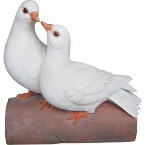 Couple de colombe sur branche en résine Matière plastique - 22 x 22 x 14 cm
