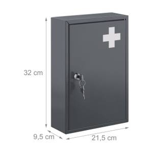 Armoire à pharmacie verrouillable Gris - Blanc - Métal - 22 x 32 x 10 cm