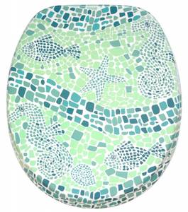 WC-Sitz Soft Close Mosaic World Green Grün - Holzwerkstoff - 38 x 6 x 47 cm