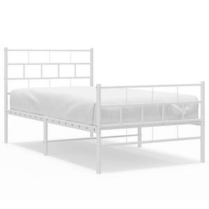 Bettgestell mit Kopf und Fußteil X200 Weiß - Metall - 95 x 90 x 196 cm