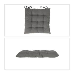4er Set Stuhlkissen grau Grau - Kunststoff - Textil - 38 x 5 x 38 cm