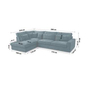 Ecksofa Sofa Eckcouch Satia Mini Blau - Ecke davorstehend links