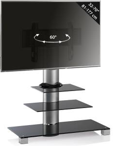 TV-Standfuß Amalo Schwarz - Glas - Metall - 100 x 107 x 44 cm