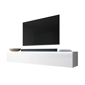 RTV BARGO 160 Weiß-Weiß glänzend mit LED Weiß - Holzwerkstoff - 160 x 34 x 32 cm