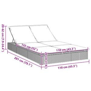 Sonnenliege 3032640 Schwarz - Creme