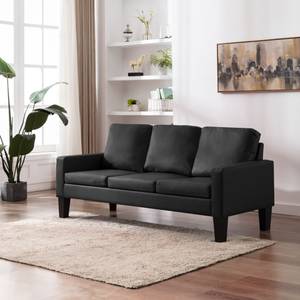 3-Sitzer-Sofa Schwarz Kunstleder Schwarz