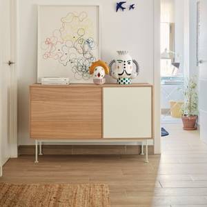 Buffet design Yoko Blanc - En partie en bois massif - 128 x 80 x 45 cm