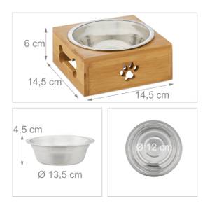 Hundenapf 400 ml Braun - Silber - Bambus - Metall - 15 x 6 x 15 cm