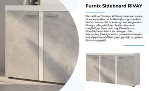 FURNIX Sideboard RIVAY 3F Weiß/Beton Braun - Grau - Weiß