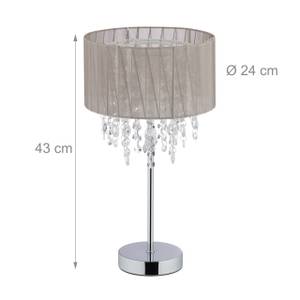 Lampe de table cristal XL organza Gris - Argenté - Métal - Matière plastique - Textile - 24 x 43 x 24 cm