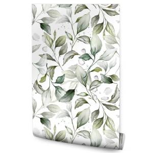 Papier Peint FEUILLES Plantes Nature Noir - Gris - Vert - Blanc - Papier - Textile - 53 x 1000 x 1000 cm