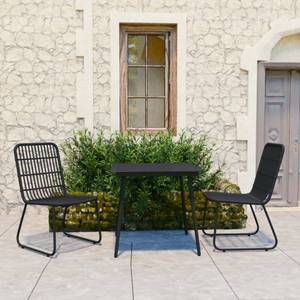 Garten-Essgruppe (3-teilig) 3060243 Schwarz - Kunststoff - Polyrattan - 80 x 74 x 80 cm