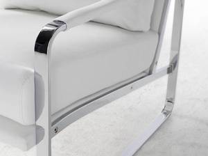 Fauteuil en similicuir et pieds en acier Blanc - Cuir synthétique - Textile - 67 x 89 x 100 cm