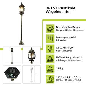 Stehleuchte BREST Gold - Graumetallic - Silber / Grau - Silbergrau - Höhe: 115 cm