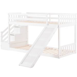 Lit superposé lit enfant Jupitur Ⅵ Blanc - Bois manufacturé - Métal - Bois massif - 223 x 125 x 243 cm