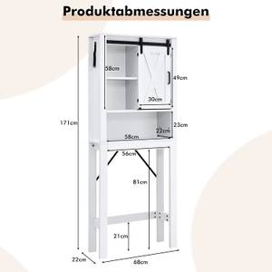 Toilettenschrank Toilettenregal Holz Weiß - Holzwerkstoff - 22 x 171 x 68 cm