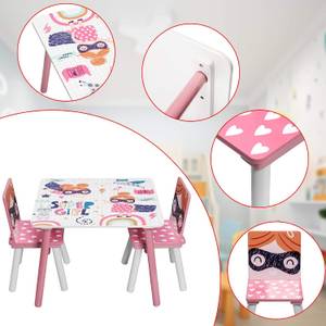 Kindertisch-Set Shirley Pink - Holzwerkstoff - Massivholz - 60 x 44 x 60 cm