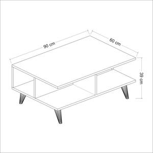 Table basse Grenaa rectangulaire Blanc - Bois manufacturé - 90 x 39 x 60 cm