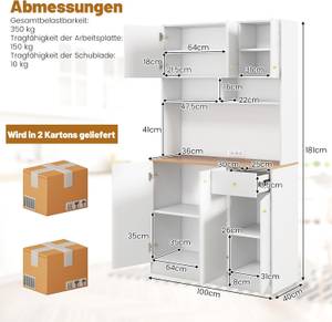 Küchenschrank VH32067PQ-IT+DE Weiß - Holzwerkstoff - 40 x 181 x 100 cm