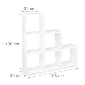 2 x Stufenregal mit 6 Fächern in Weiß Weiß