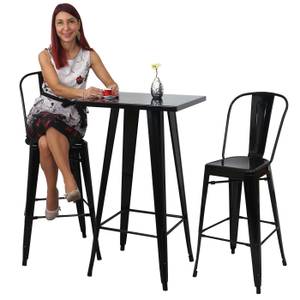 Ensemble de table haute A73 (3 pcs) Noir - Métal - 60 x 105 x 60 cm