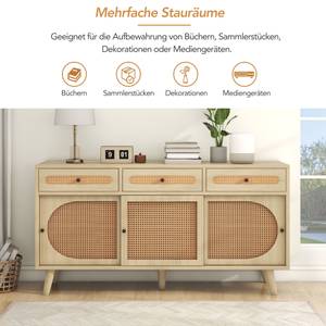 Sideboard Coeus Ⅶ Braun - Holzwerkstoff - Metall - Polyrattan - 40 x 78 x 140 cm