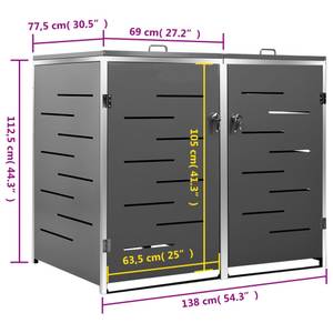 Mülltonnenbox 3010469-2 Anthrazit - Tiefe: 138 cm