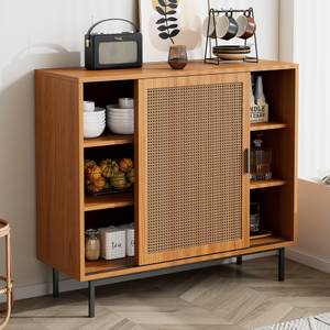 Sideboard Coeus Ⅶ Braun - Holzwerkstoff - Metall - Massivholz - Holzart/Dekor - 37 x 90 x 100 cm