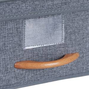 Lot de 2 boîtes avec couvercle Marron - Gris - Papier - Matière plastique - Textile - 30 x 16 x 33 cm