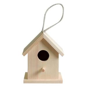 Hölzernes Vogelhaus zum Aufhängen Beige - Massivholz - Holzart/Dekor - 10 x 8 x 13 cm