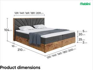 Boxspringbett Lofty 7 Schwarz - Breite: 129 cm - H4