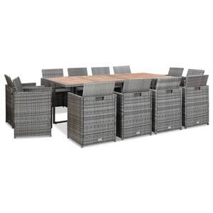 Garten-Essgruppe (13-teilig) 3012316-3 Grau - Kunststoff - Polyrattan - 109 x 74 x 224 cm