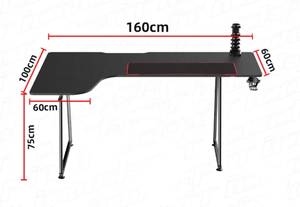 Gaming Schreibtisch SA-A1L1660 Schwarz - Holz teilmassiv - 160 x 75 x 60 cm