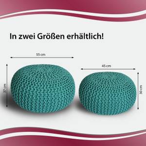 Pouf Sitzpouf Bodenkissen Strickhocker Türkis