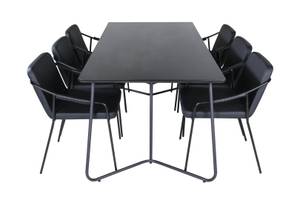 Essgruppe Pippi 2 (7-teilig) Schwarz - Massivholz - 90 x 75 x 190 cm