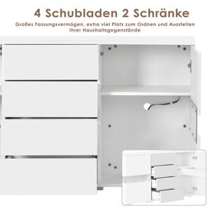 Sideboard GLOWDianaⅣ Weiß - Holzwerkstoff - Massivholz - 35 x 72 x 140 cm