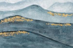 Acrylbild handgemalt Verzauberte Berge Blau - Massivholz - Textil - 75 x 100 x 4 cm