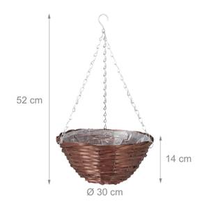 Blumenampel 30cm 3er Set Braun - Metall - Rattan - 30 x 52 x 30 cm