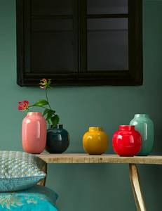 Vasen Rund und Oval (2er Set) Gelb - Metall - 19 x 14 x 19 cm
