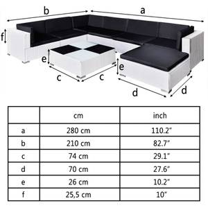 Table et chaise de jardin Blanc - Polyrotin - 210 x 54 x 280 cm
