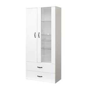 Buffet haut Neptunus Ⅴ Blanc - Bois manufacturé - Verre - Métal - 35 x 182 x 60 cm